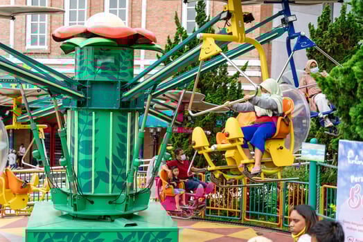 Berastagi, North Sumatra, Indonesia - September, 26 2021. Tourist are travelling playing and recreation at Mikie Holiday Resort or Mikie Funland Berastagi - North Sumatra photo