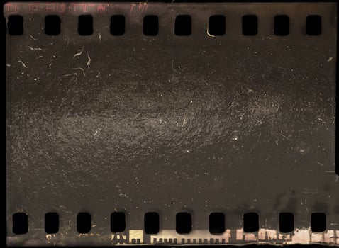 Empty 35mm Film Strip on Black Background - Isolated Negative Photo Snip