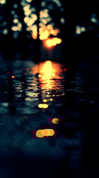 Sunset reflection on water photo