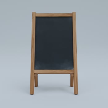 A blackboard with a wooden stand on a gray background photo
