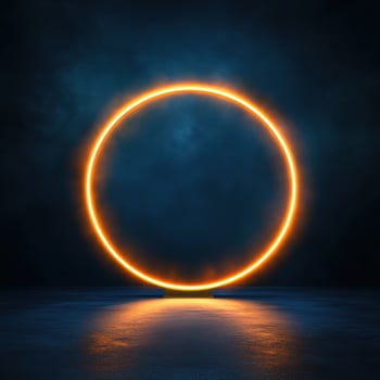 An orange ring in the dark with a bright light photo