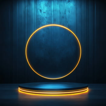 Neon lights on a wooden background photo