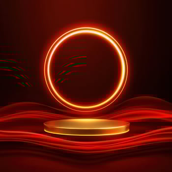 Red glowing circle on a black background photo