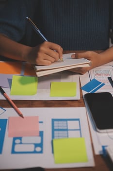 The designer team is designing the uxui system to make the uxui system work well on new phones and support system updates. Website development concept UI UX front end designer photo