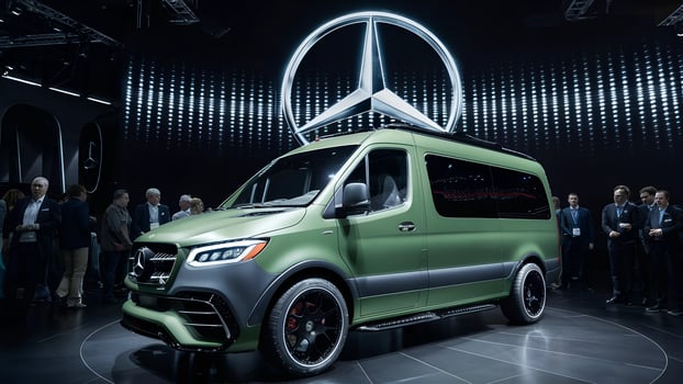 Mercedes Sprinter Van, Modern Commercial Vehicle, Cargo Van Images, High-Quality Stock Photos, Transportation Industry, Fleet Vehicle photo