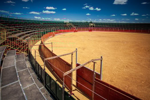 Empty Portable Bullring in Aznalcazar Sevilla on a Sunny Day photo