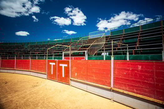 Empty Portable Bullring in Aznalcazar, Sevilla Under Blue Sky photo