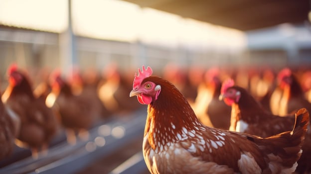 On this industrial poultry farm, the days of manual labor are gone as advanced automation takes over, allowing for efficient production and management of the vast flocks residing in the photo