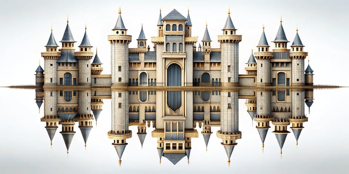 Abstract representation of a castle using geometric symmetrical shapes photo