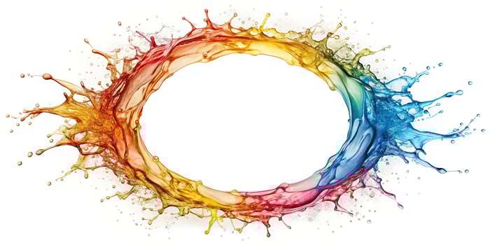 Abstract symmetrical ink circle splash isolated on white background photo