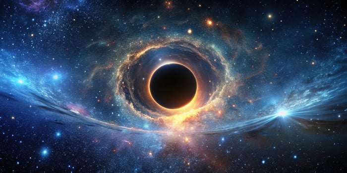abstract space wallpaper sparks of light with copy space with forced perspective photo