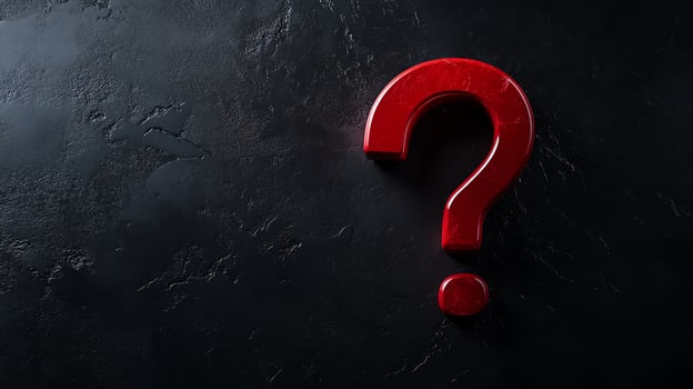 A striking red question mark on a textured dark background symbolizing mystery, curiosity, or posing a question. Perfect for inquiries or problem-solving concepts. photo
