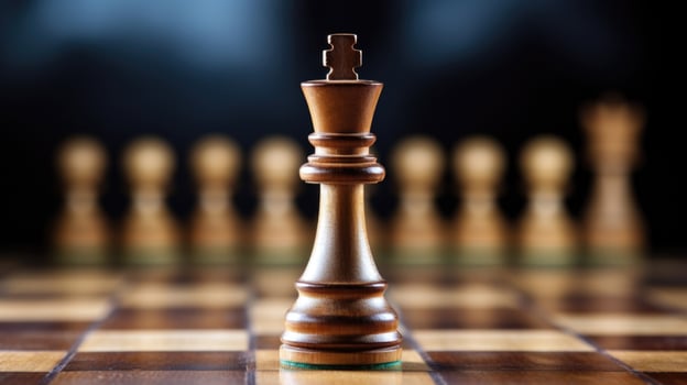 Macro image of a chess board, symbolizing the strategic thought process and risk assessment involved in decisionmaking according to game theory in behavioral economics. photo