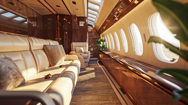 The magnificence of both manmade and natural artistry is depicted in this photo, with the private jets closeup flooring design and breathtaking aerial views complementing each other. photo