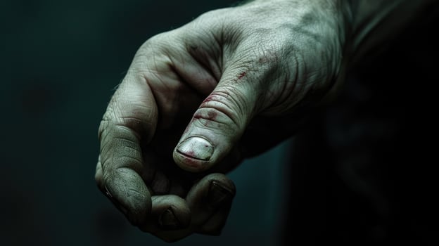 A closeup of a persons hand the scars and bruises a physical reminder of the violence and abuse faced during political perseion photo