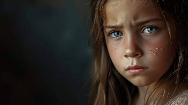 A young girl with tears in her eyes seeking understanding and guidance in the midst of her spiritual turmoil photo