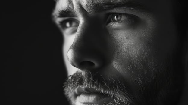 The weary expression of a man in his 30s reflecting on the career he always wanted but never pursued photo