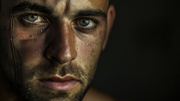 A man with a scar running down his face symbolizing the challenges and victories of surviving a workplace accident photo
