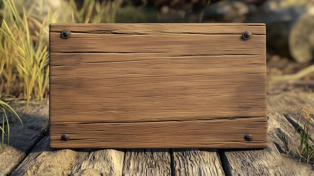 Blank wooden trunk board for label or warning information important in garden street photo