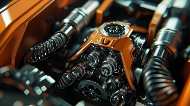 The camera slowly pans over the gear shift area revealing the intricate and precise mechanics at work photo
