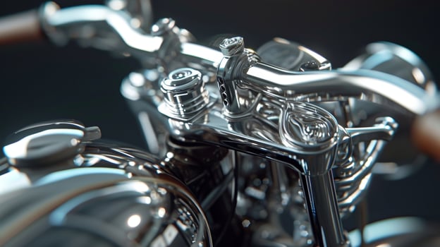 The intricate chrome details of a clic motorcycles handlebars showcasing the timeless beauty and attention to detail of vintage bikes photo