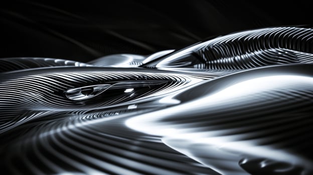 A closeup of the intricate patterns created by the interplay of light and shadow in a cars headlights highlighting the curves and contours of the vehicle photo