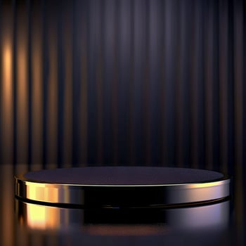 A black and gold table with a light on it photo