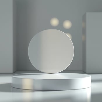 3d rendering of a white round object on a white floor photo