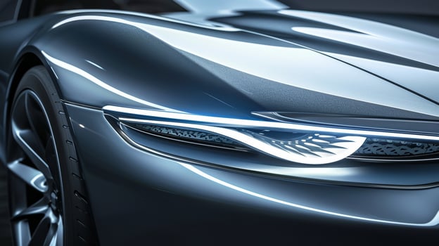 Upclose view of the intricate detailing on the headlight lens featuring sleek lines and a glossy finish photo
