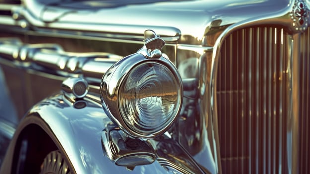 The tight shot of a clic trucks front per with its shiny chrome finish and rugged design embodying the toughness of vintage vehicles photo
