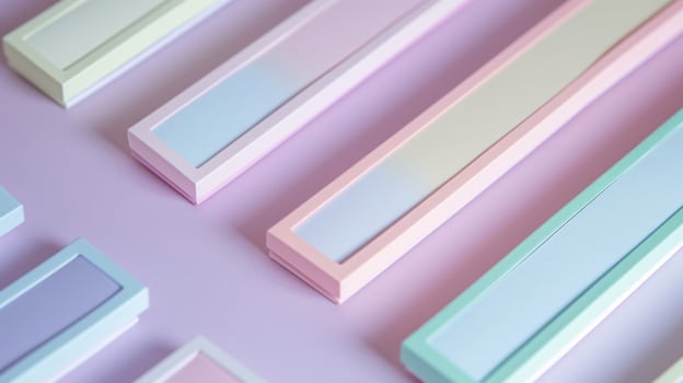 A set of pastelhued magnetic bookmarks ideal for keeping your place in documents and notebooks photo