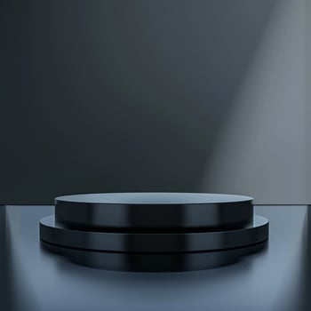 Black podium with spotlight on top of a table photo