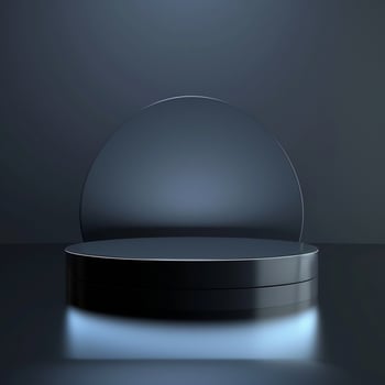 Black round table with glowing light on top photo