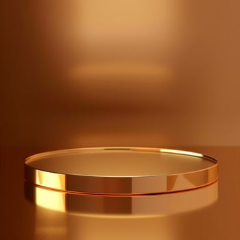 Golden round table with a mirror on it photo