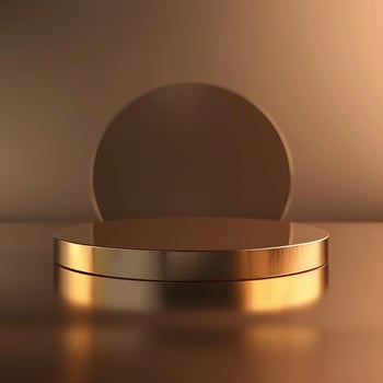 Golden round table with a circular top on a table photo