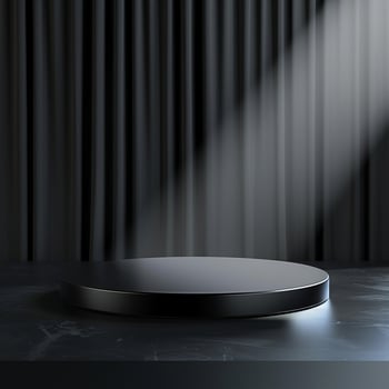 Black podium with spotlight on stage photo