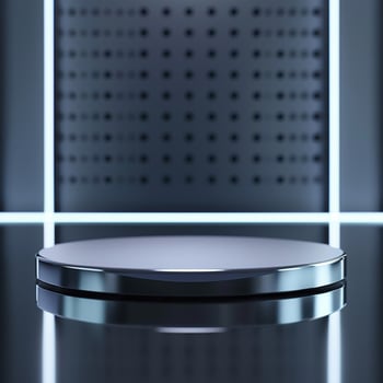 An empty round table with a black background photo