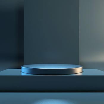 An empty podium with a blue light on it photo