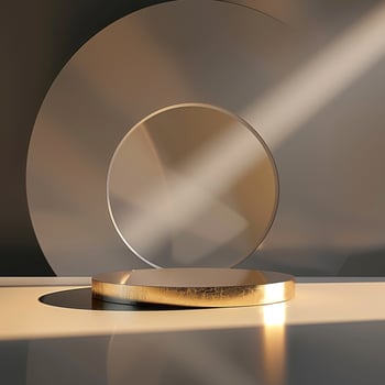 A golden podium with a spotlight shining on it photo