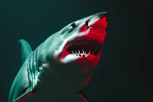 A great white shark with its mouth open photo