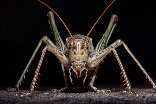A grasshopper with long legs and long antennae photo