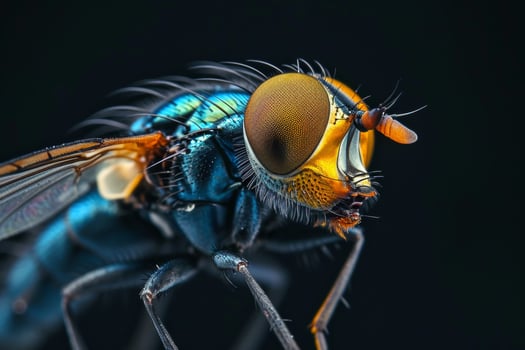 A close up of a fly with blue eyes photo