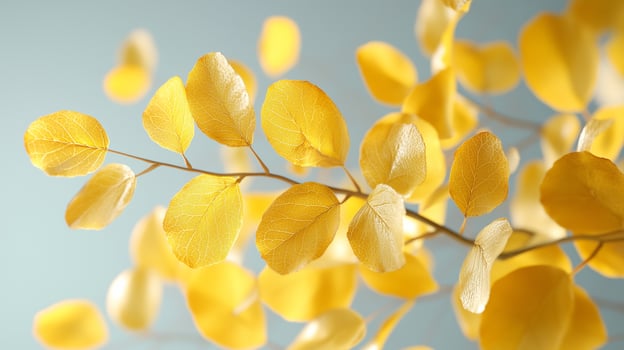 Closeup detail yellow leaves dramatic foliage botanical garden photo