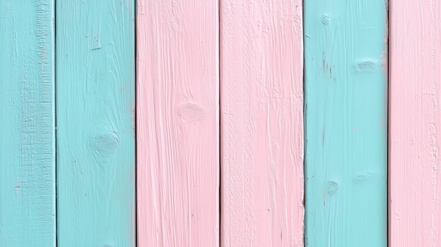 Painted wooden pastel blue and pink color textured pattern stacking board aged background photo