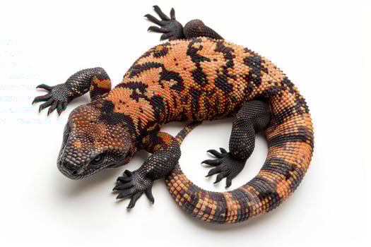 A lizard with orange and black spots on its back photo