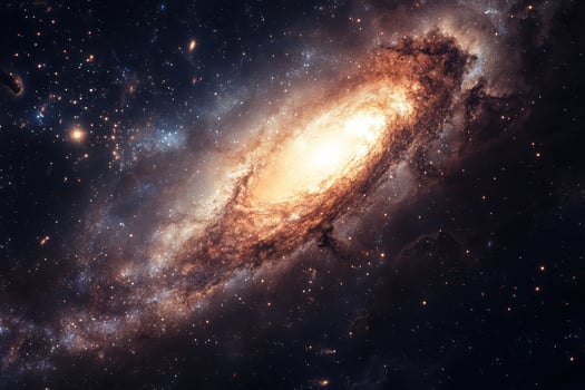 A stunning view of a galaxy spiraling through space, showcasing vibrant stars and cosmic dust photo