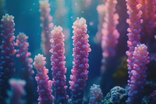 Vibrant coral formations captured underwater in a serene marine environment photo