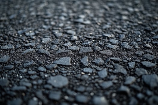Textured close-up of asphalt ground surface showcasing various sized stones and gravel photo