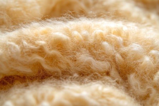 Close-up view of soft, textured wool showcasing its natural fibers and warmth photo