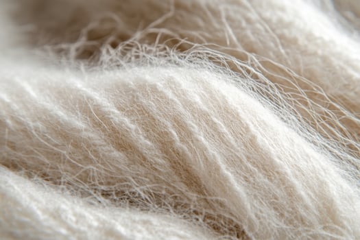 Soft cream-colored wool fibers intertwined in a cozy texture ideal for knitting and crafting photo